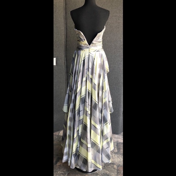 Tony Bowls Sequined Strapless Mini Dress w/ Train - Picture 4 of 8